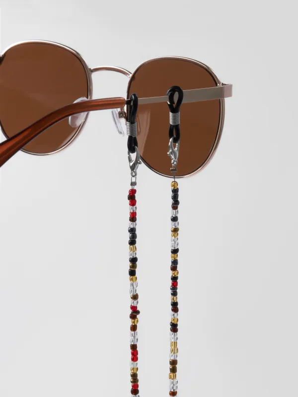 Eyeglass chain, 71 cm, beads / metal, color, Boho, Pearl color, image-1