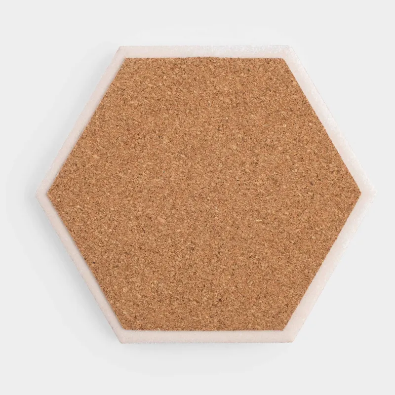 Coaster, 11 cm, ceramic / cork, hexagonal, white, Royal bee, Honey, image-2
