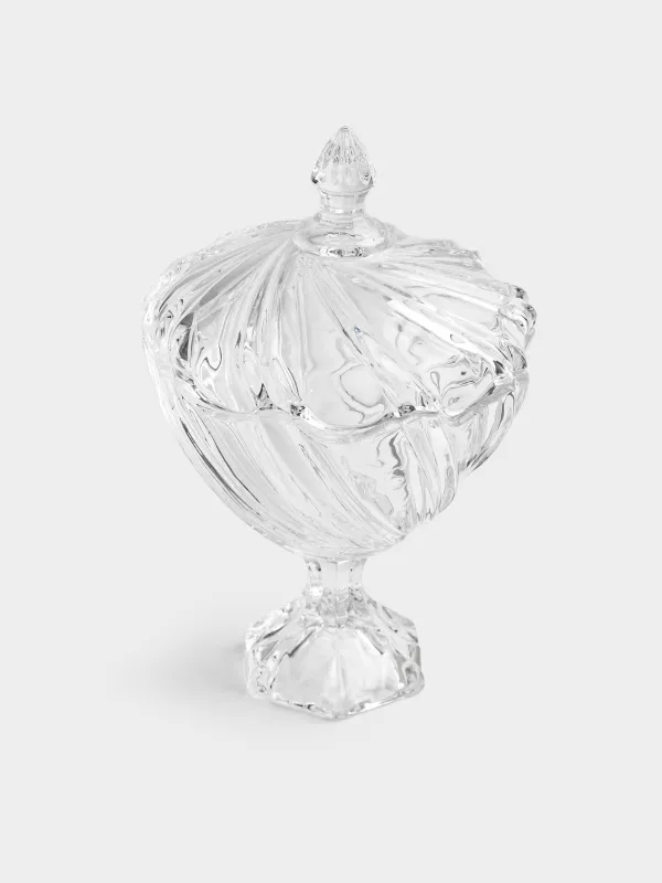 Candy bowl, 14x23 cm, 480 ml, on a leg, with a lid, glass R, Torsido, image-1