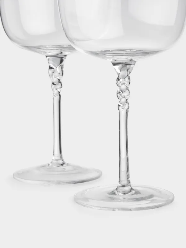 Drinking glass, 270 ml, 2 pcs, crystal glass, Twisted leg, Parma, image-4