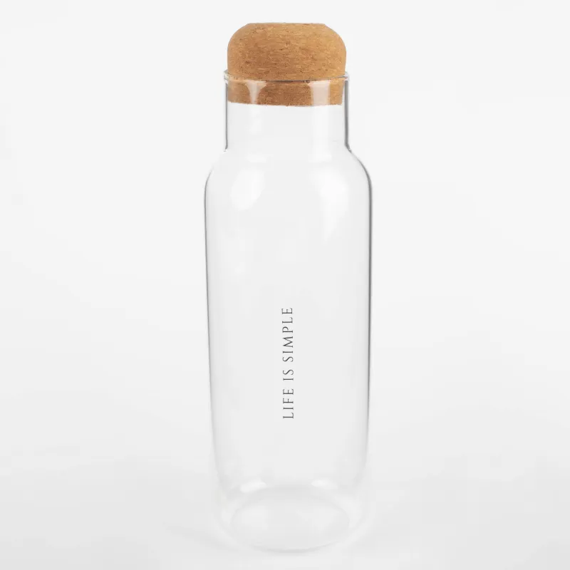 Beverage bottle, 1.25 l, Used glass, Life is simple, Clear font