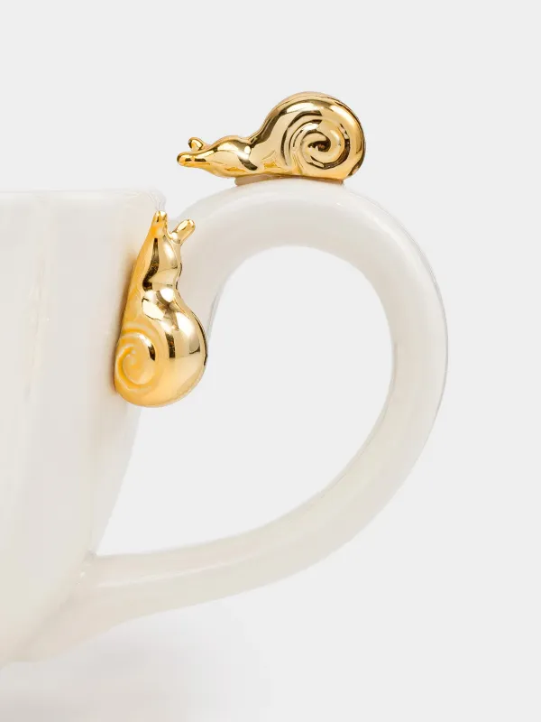 Mug, 500 ml, porcelain P, milky gold, Snails, Tale garden, image-2