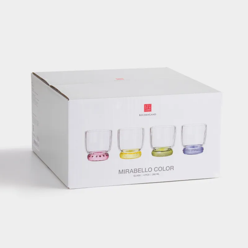 Glass, 9 cm, 280 ml, 4 pcs, glass, color mix, Mirabello color, image-6