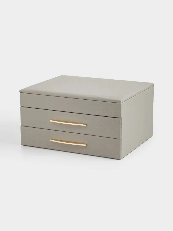 Jewelry box, 27x14 cm, PU leather / MDF, grey, Premiere, image-0