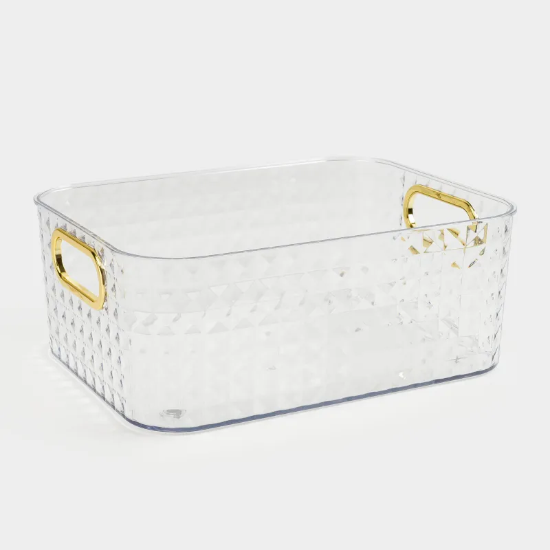 Organizer box, 27x21x10 cm, household, with gold handles, plastic, Kandy, image-1