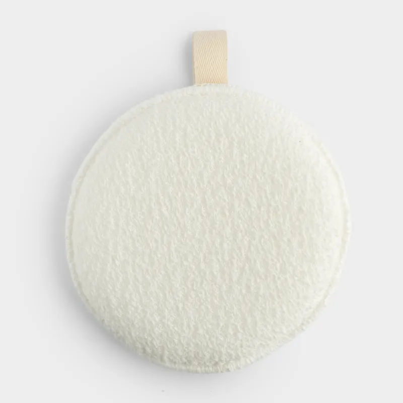 Washcloth-sponge for washing face and body, 13 cm, with holder, polyester / nylon, milky, Unique spa, image-0