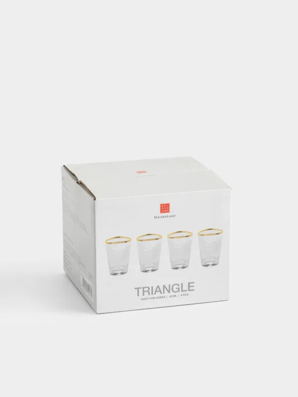 Drinking glass, 40 ml, 4 pcs, glass, golden edging, Triangle Gold, image-5