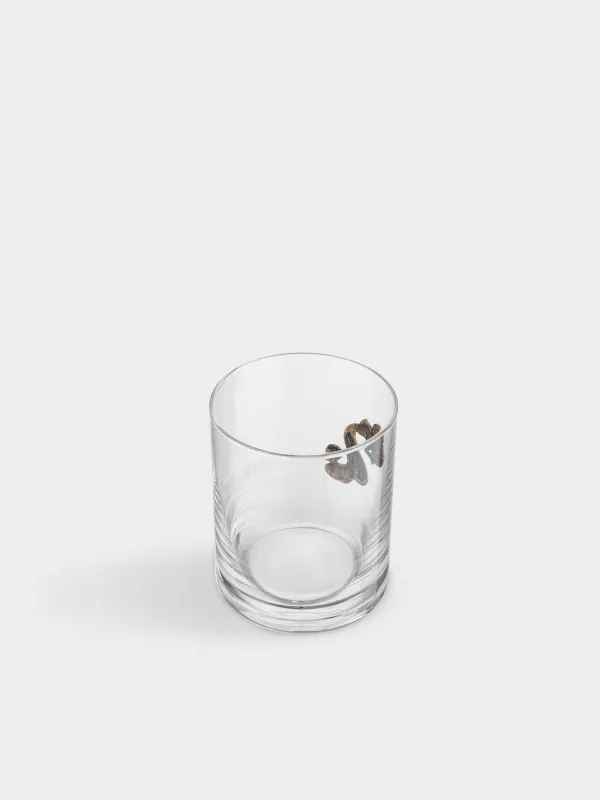 Drinking glass, 10 cm, 340 ml, glass/metal, golden, Aquarius, Zodiac, image-2