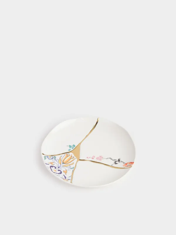 Snack plate, 21 cm, porcelain N, white and gold, Kintsugi, Kintsugi, image-1