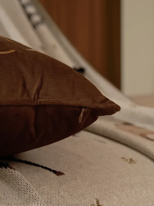 Decorative pillow, 45x45 cm, velvet / beads, brown, Horse, Horse, image-5