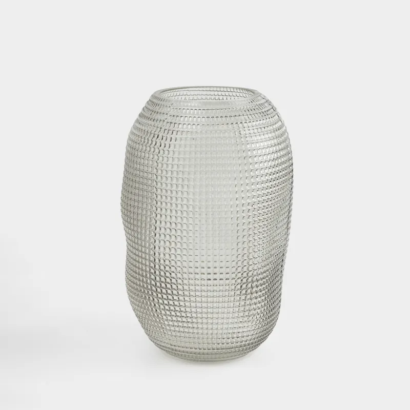 Flower vase, 30 cm, glass, grey, Fantasy