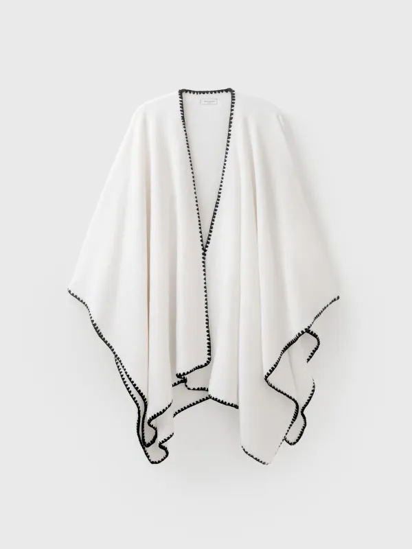 Poncho, 75x140 cm, fleece, sand-grey, Abstract, Fleece poncho, image-7