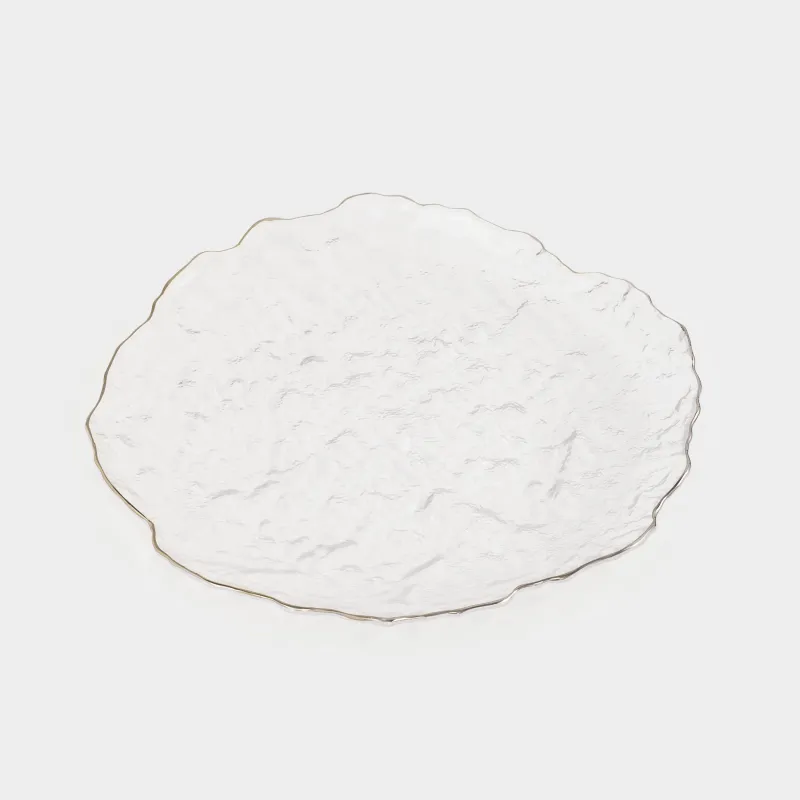 Dish, 26 cm, glass, with silver edging, Nautilus silver, image-1