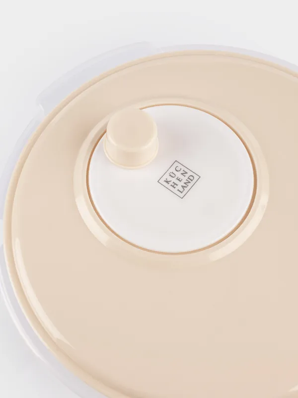 Vegetable dryer, 30 cm, mechanical, foldable, plastic / rubber, gray-beige, Foldaway, image-3