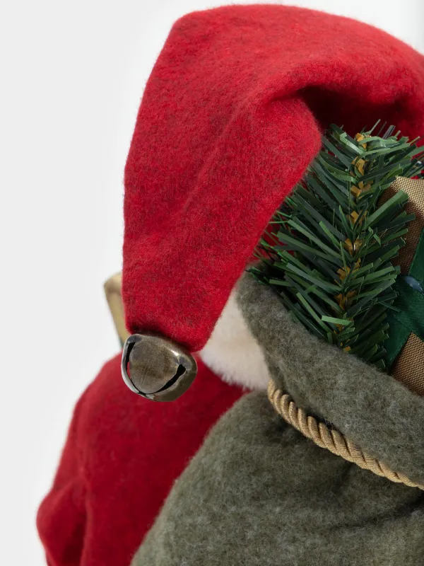 Decorative item, 60 cm, soft, plastic / polyester, Santa with bag and gift, Magic time, image-5