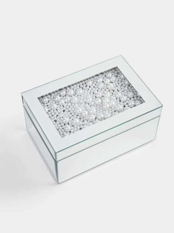 Jewelry box, 20x14 cm, glass, Mirror, Pearls, Glossy, image-2