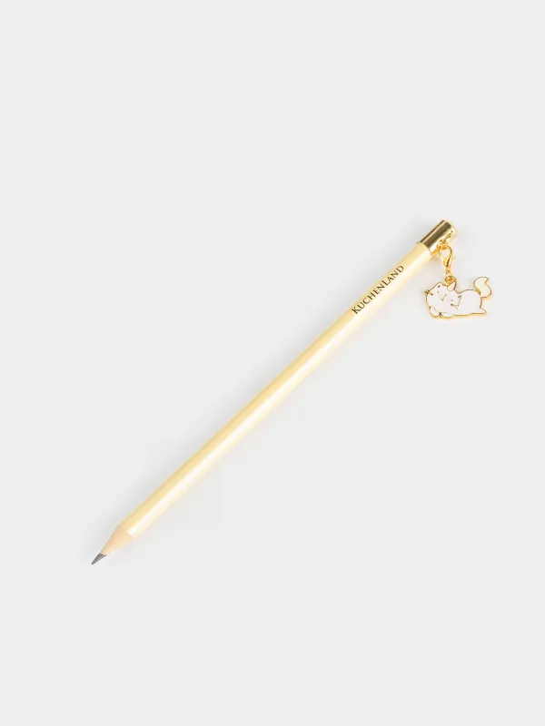 Pencil, 18 cm, black-graphite, with pendant, gray-blue, Unicorn Cat, Cat-unicorn, image-1