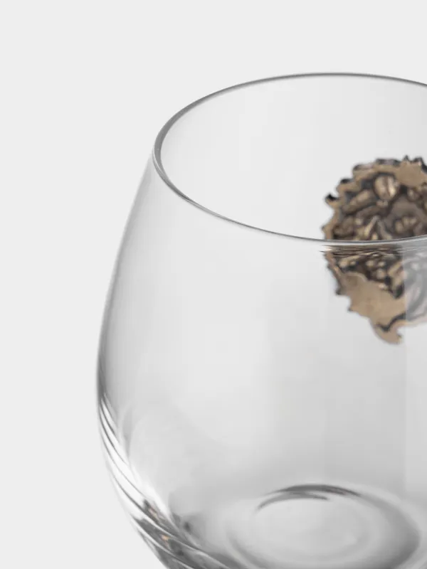 Drinking glass, 10 cm, 440 ml, glass / metal, Golden lion, Lux elements, image-3