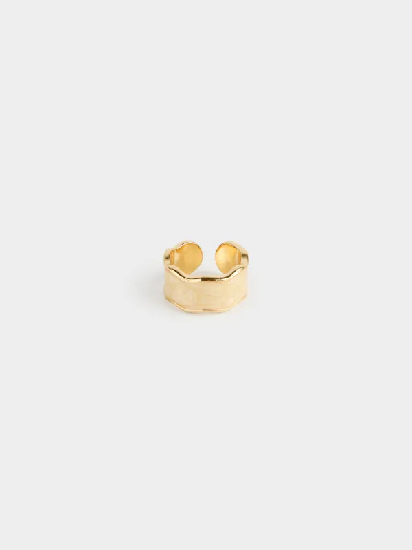 Ring, size S-M, single size, metal, golden beige, Jewelry, image-0