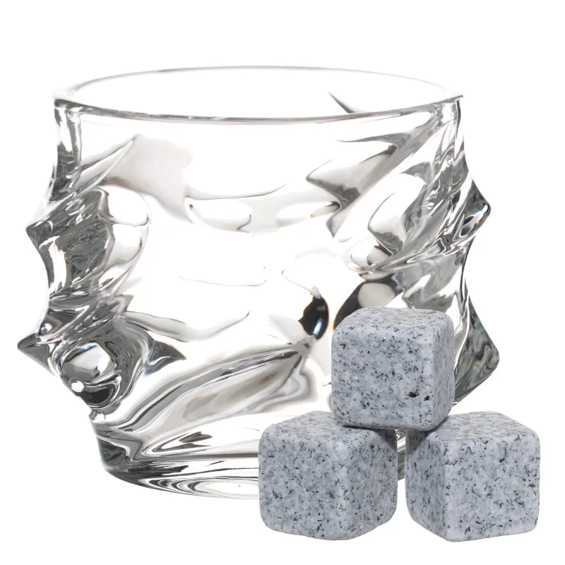 Whiskey set, 1 person, 4 items, glass / cubes, glass R / granite, Peak, image-0