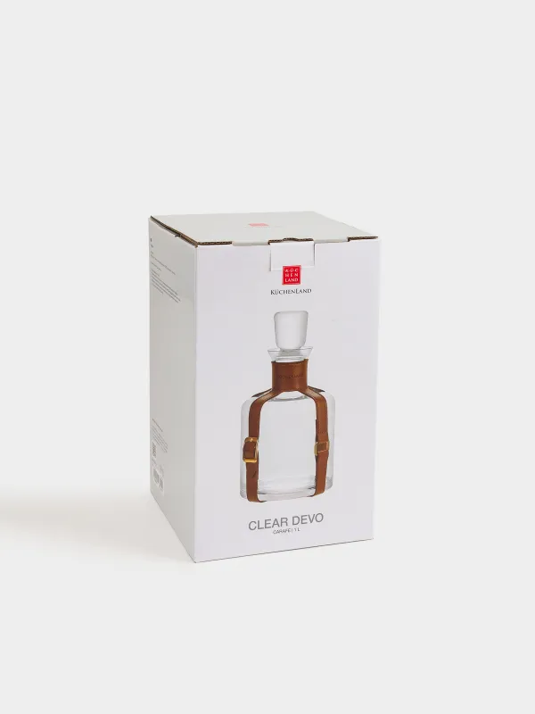Decanter, 1,1 l, glass / PU leather, Clear devo, image-4