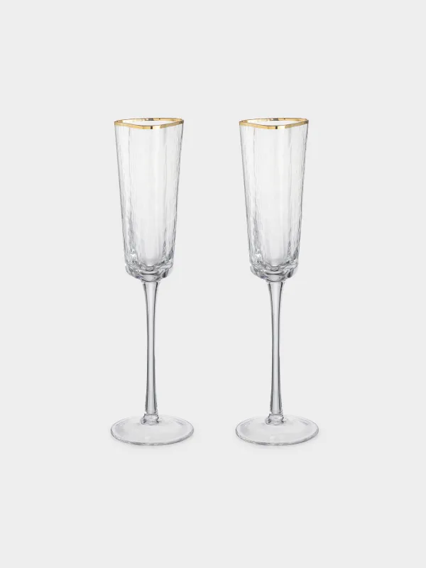 Drinking glass, 160 ml, 2 pcs, glass, with golden edging, Triangle Gold, image-0