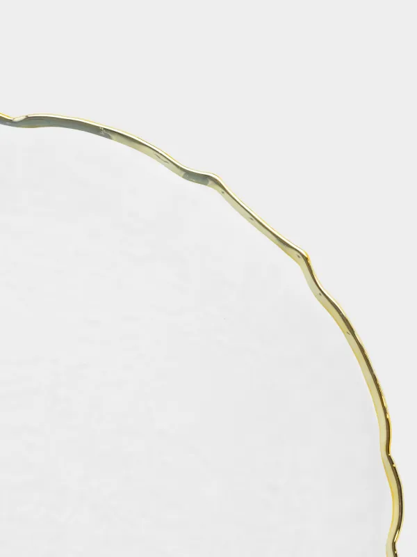 Charger plate, 33 cm, glass, with golden edging, Nautilus gold, image-3