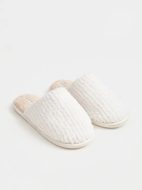 Women's slippers, homewear, size 36-37, polyester, beige, Plush font, image-4