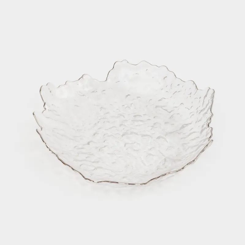 Dish, 25 cm, glass, with silver edging, Nautilus silver, image-1