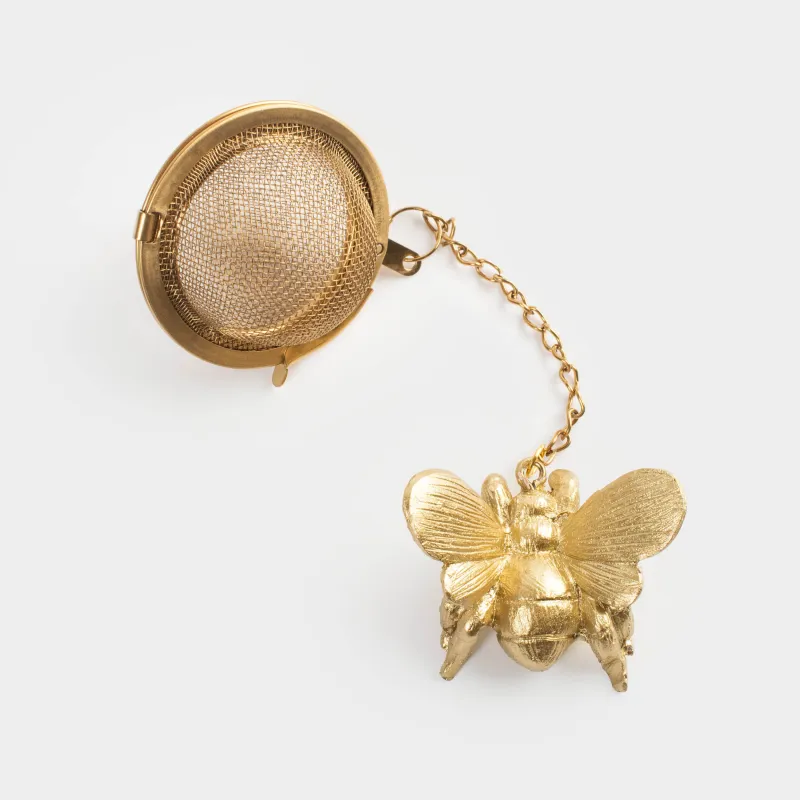 Tea strainer, 5 cm, polyresin / metal, golden, Bee, Honey, image-1