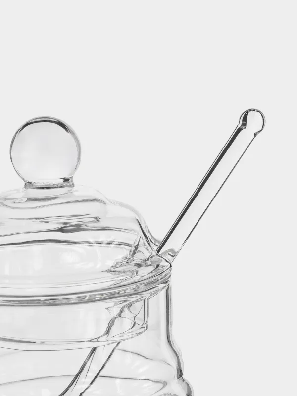 Honey jar, 400 ml, with spoon, glass B, Honey, image-1