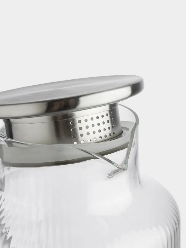 Jug, 1,7 l, with filter cap, used glass / steel, Ribby, image-3