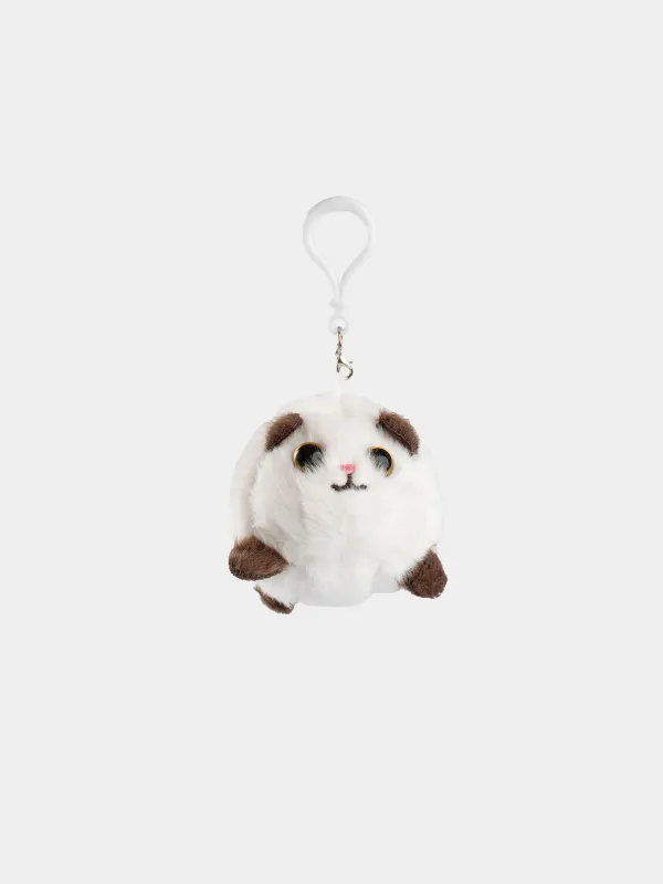 Keychain, 9 cm, Soft, wind-up, polyester / plastic, White, Cat, Cat, image-0