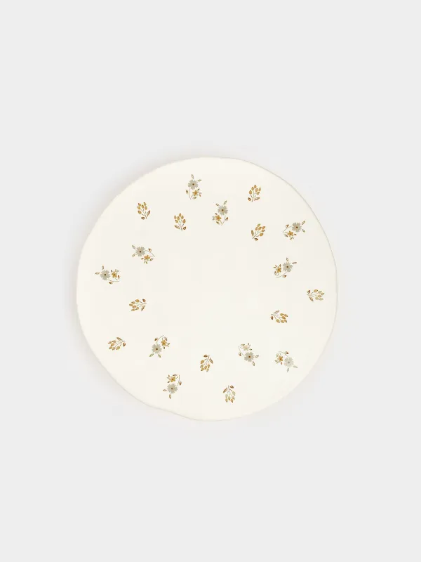 Dish on a leg, 23x7 cm, ceramic, milk, Vintage flowers, La flore, image-2
