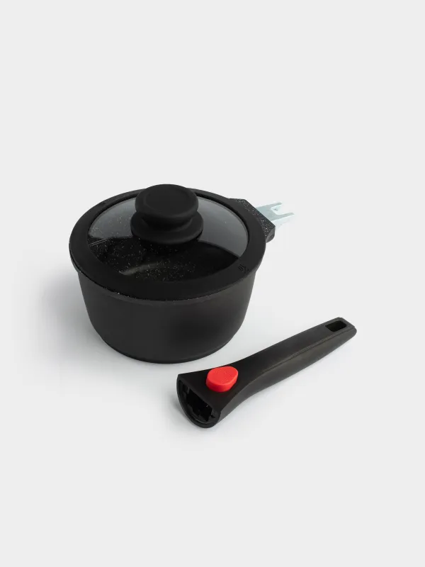 Bucket, 16 cm, 1.5 l, with lid, removable handle, coated, aluminum, Solution Red 2, image-5