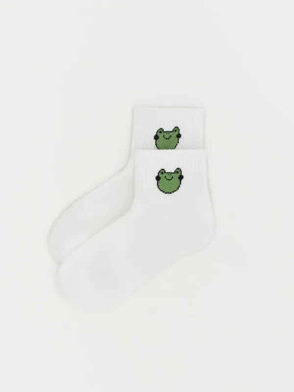 Children's socks, size 23-26, cotton / polyester, white, Frog, Lucky, image-2