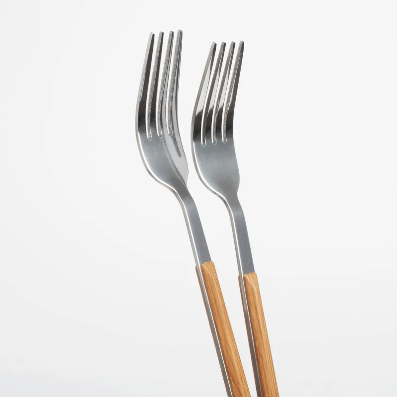 Table fork, 2 pcs, steel/plastic, brown, Prague, image-3