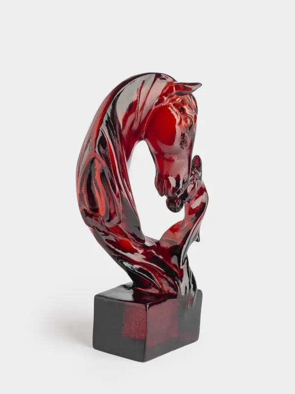 Statuette, 15 cm, polyresin, burgundy, Horse head, Horse color, image-1