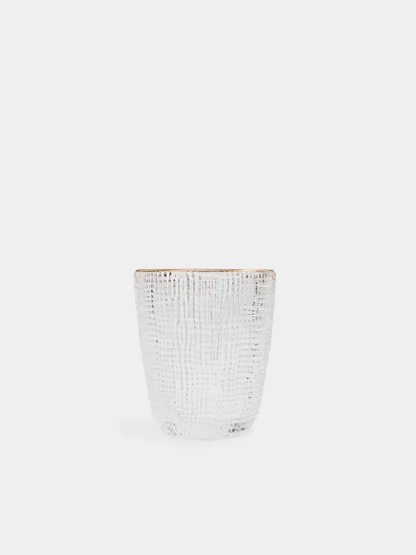 Glass, 10 cm, 320 ml, glass R, with golden edging, Grain gold, image-1