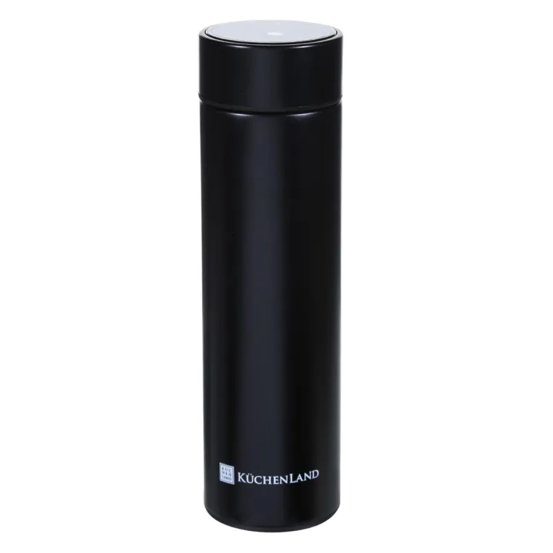 Thermos flask, 500 ml, with thermometer, steel / plastic, black, Celsius, image-0