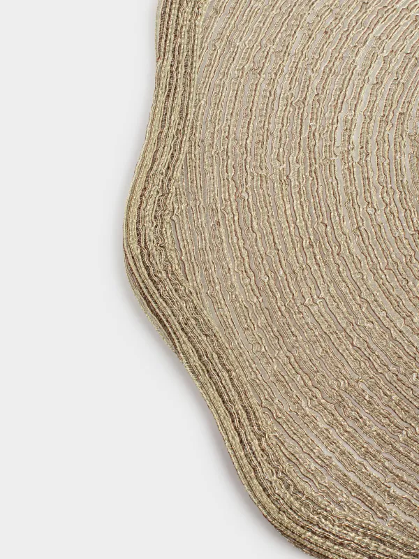 Placemat, 38 cm, polyester, curly, golden, Rotary shine, image-3