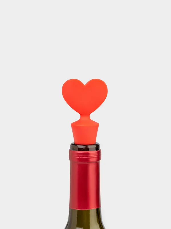 Bottle stopper, 7 cm, silicone, red, Heart, Manny, image-5