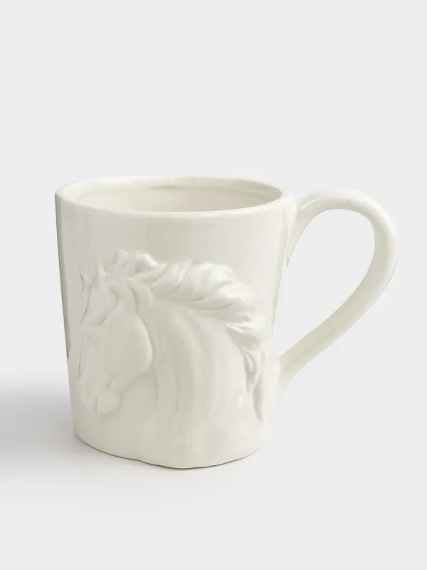 Mug, 500 ml, ceramic, milky, Horse, Horse pattern, image-0