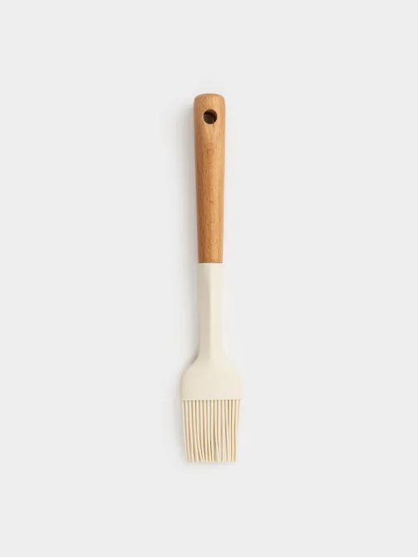 Pasrty brush, 23 cm, silicone/wood, milky, Legerity, image-1