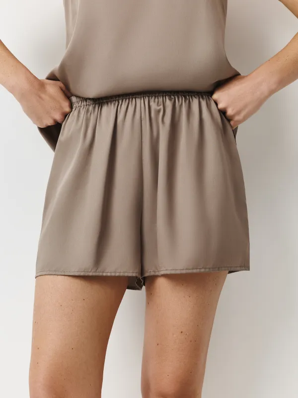 Women's two-piece set, homewear, size L, with shorts, tencel, grey, Ramona, image-3