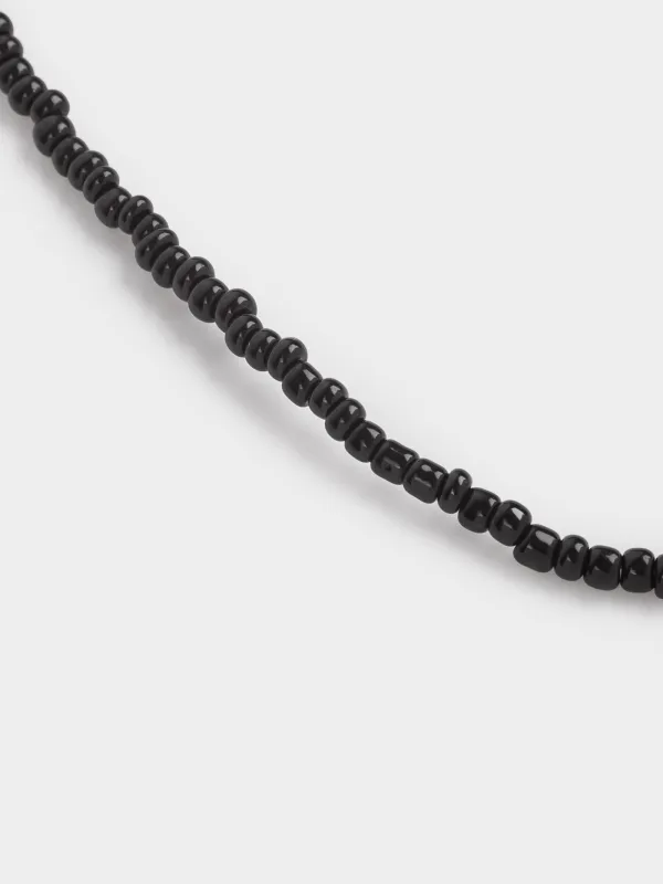 Chain, 44 cm, with pendant, glass / metal, black, Heart, Jewelry black, image-2