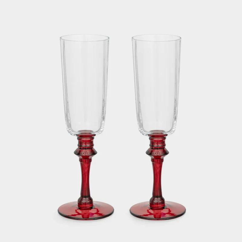 Drinking glass, 240 ml, 2 pcs, glass, red leg, Kalitea