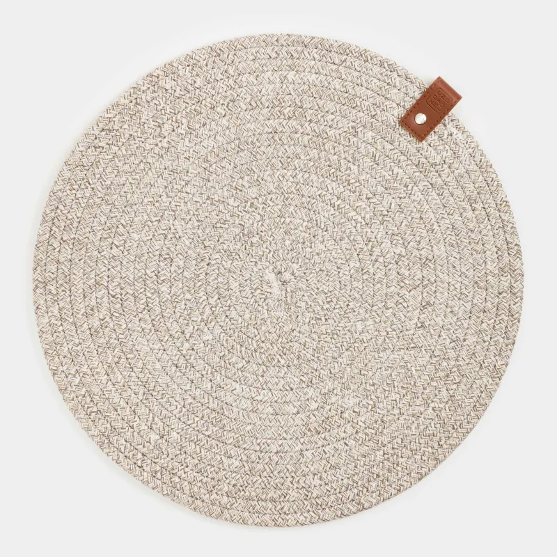 Placemat, 38 cm, polyester / cotton, round, beige-brown, Swivel