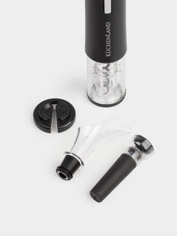 Drink set, 4 items, with vacuum stopper, plastic / steel, LED W, Black, Bar, image-1