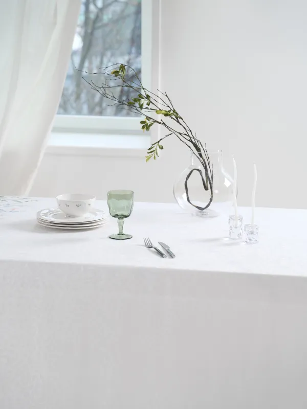 Tablecloth, 170x250 cm, jacquard, polyester, milky, Wildflowers, Petals serenity, image-5